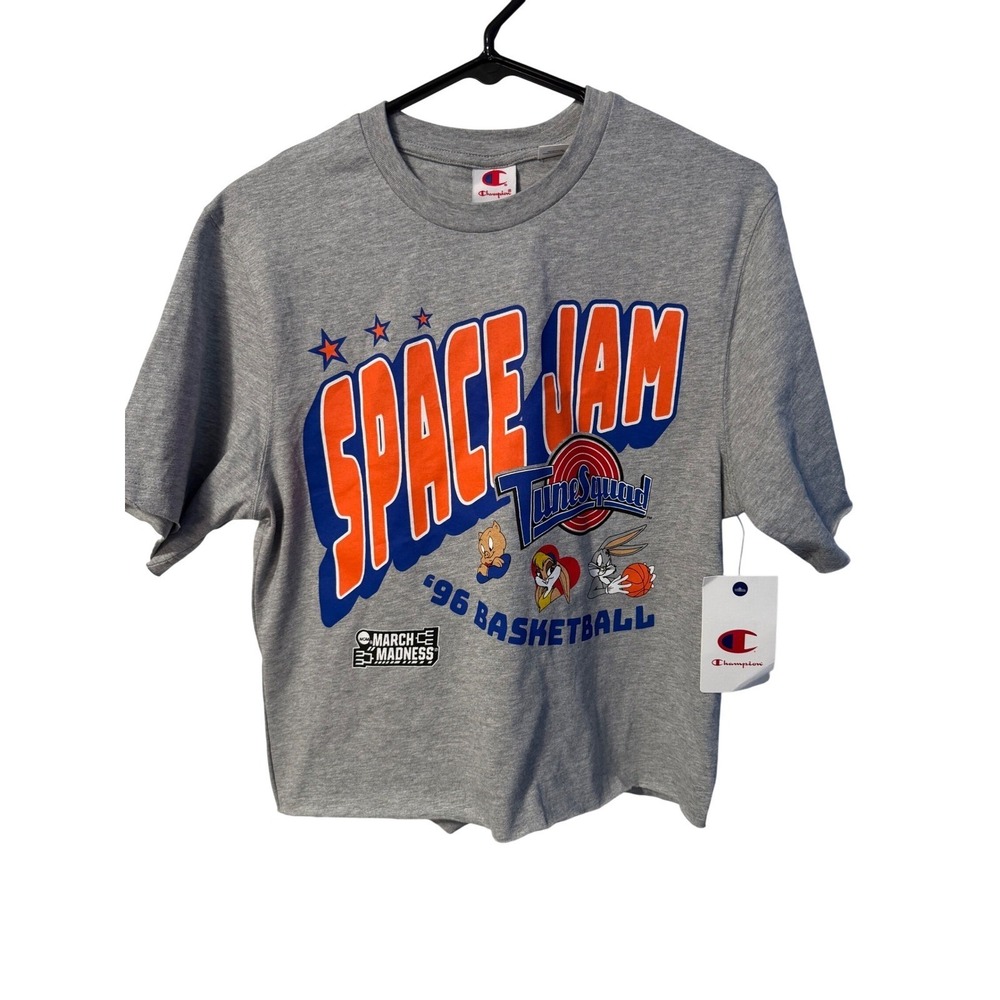 Champion Space Jam T-Shirt Women  Grey NWT Tune Squad Crop